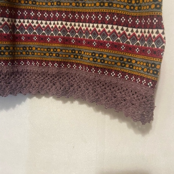 Yak & Yeti women's M nordic print crochet trim pocket tunic mini dress EUC - Picture 5 of 8